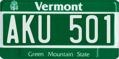 VT license plate AKU501
