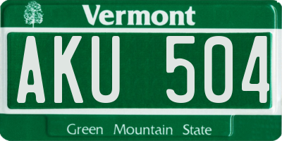 VT license plate AKU504