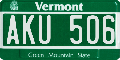 VT license plate AKU506