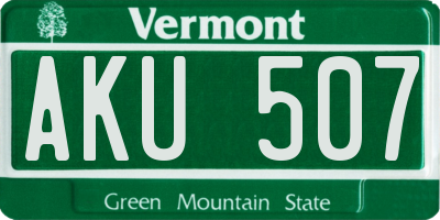 VT license plate AKU507