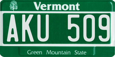 VT license plate AKU509