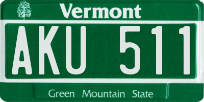 VT license plate AKU511