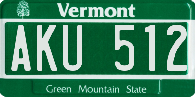 VT license plate AKU512