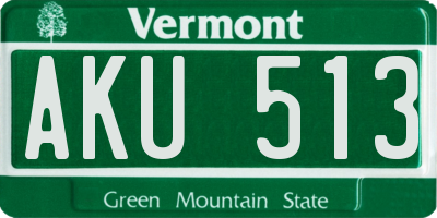 VT license plate AKU513