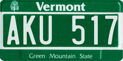 VT license plate AKU517