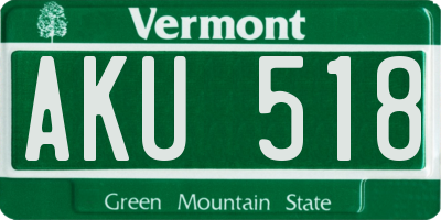 VT license plate AKU518
