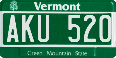 VT license plate AKU520