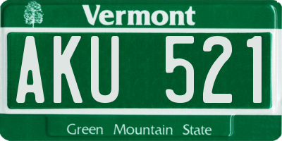 VT license plate AKU521