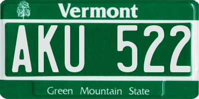 VT license plate AKU522
