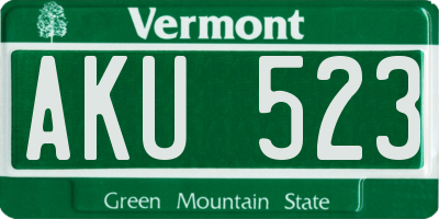 VT license plate AKU523