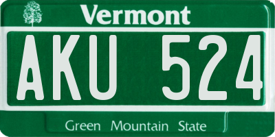 VT license plate AKU524