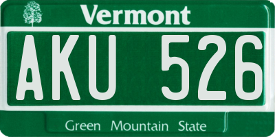VT license plate AKU526