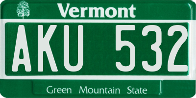 VT license plate AKU532