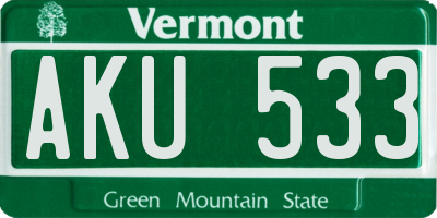 VT license plate AKU533