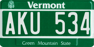 VT license plate AKU534