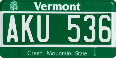 VT license plate AKU536