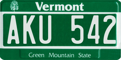 VT license plate AKU542