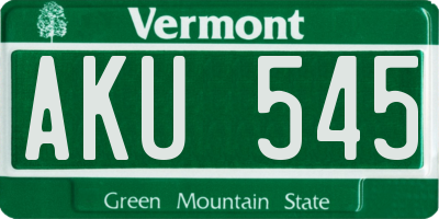 VT license plate AKU545