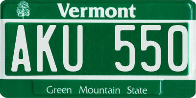 VT license plate AKU550