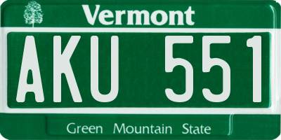 VT license plate AKU551