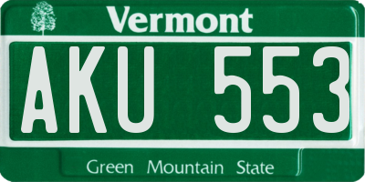 VT license plate AKU553