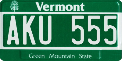 VT license plate AKU555
