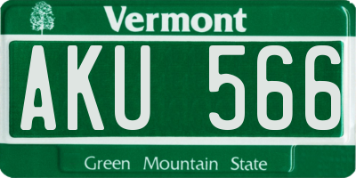 VT license plate AKU566