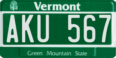 VT license plate AKU567
