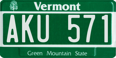 VT license plate AKU571