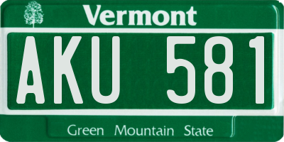 VT license plate AKU581