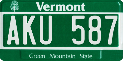 VT license plate AKU587