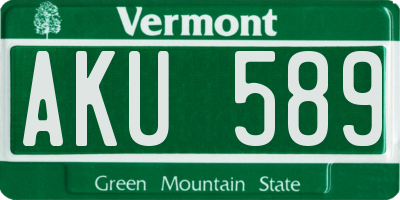 VT license plate AKU589