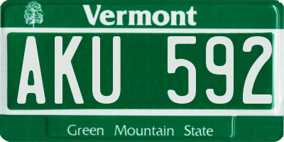 VT license plate AKU592