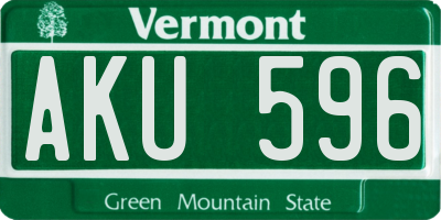 VT license plate AKU596