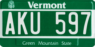 VT license plate AKU597