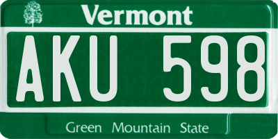 VT license plate AKU598