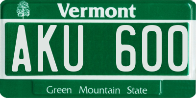 VT license plate AKU600