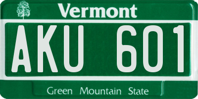 VT license plate AKU601
