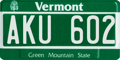 VT license plate AKU602