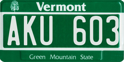 VT license plate AKU603