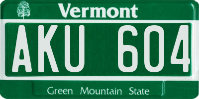 VT license plate AKU604
