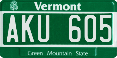 VT license plate AKU605