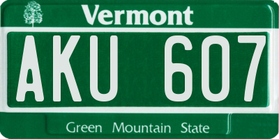 VT license plate AKU607