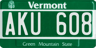 VT license plate AKU608