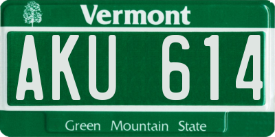 VT license plate AKU614
