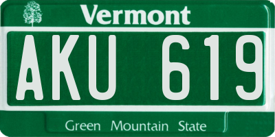 VT license plate AKU619