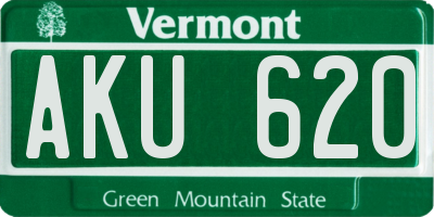 VT license plate AKU620