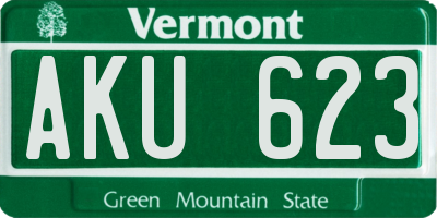 VT license plate AKU623