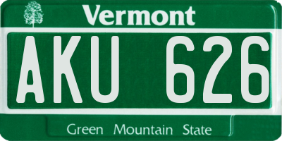 VT license plate AKU626