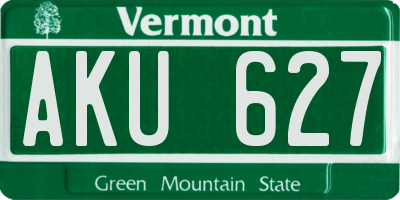 VT license plate AKU627